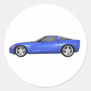 Sticker Rond 2008 Corvette : Voiture de sport : Bleu Finition :