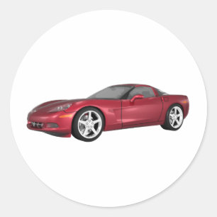 Sticker Rond 2008 Corvette : Voiture de sport : Candy Apple Fin