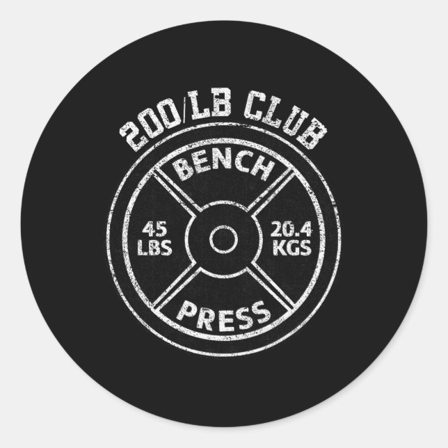 Sticker Rond 200 Lbs Pound Bench Press Club Gym Weightlifting P (Devant)
