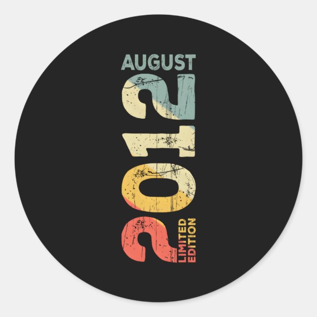 Sticker Rond 2012 août 2012 Année 2012 2012 Depuis 2012 (Devant)