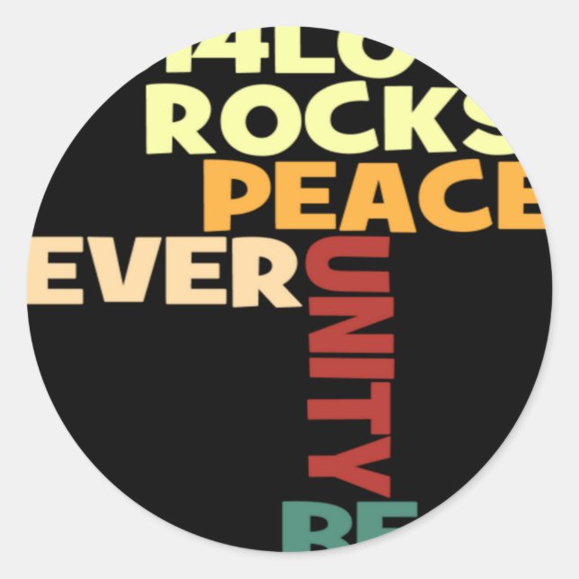 Sticker Rond 2014 Love Rocks Peace Art Imprimer (Devant)