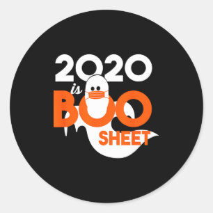 Sticker Rond 2020 est boo feuille fantôme halloween