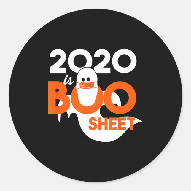 Sticker Rond 2020 est boo feuille fantôme halloween  (Devant)
