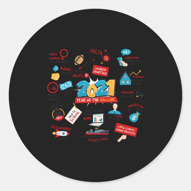 Sticker Rond 2021 Pandemic Vaccines Commemorative Christmas T S (Devant)