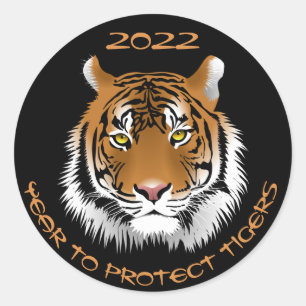 Sticker Rond 2022 Année pour la protection des tigres