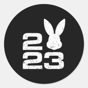 Sticker Rond 2023 Année Du Lapin Zodiac Chinese Luna New Ye