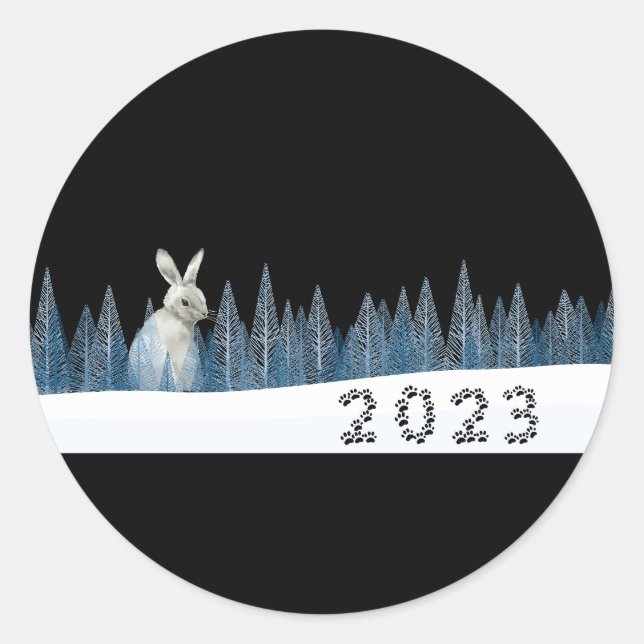 Sticker Rond 2023 L'Année Du Lapin, Nouvel An (Devant)