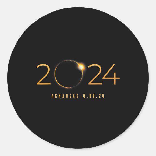 Sticker Rond 2024 Éclipse Solaire Arkansas Totalité Printemps 4 (Devant)