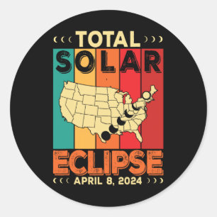 Sticker Rond 2024 Éclipse solaire totale Avril