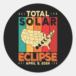 Sticker Rond 2024 Éclipse solaire totale Avril