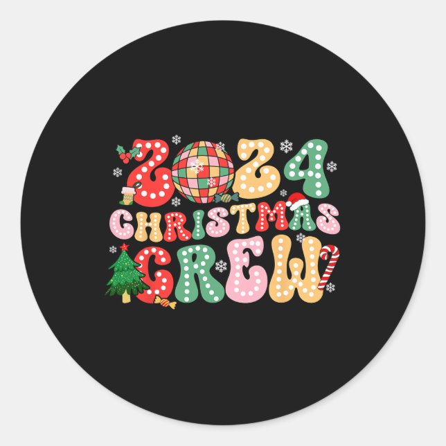 Sticker Rond 2024 Noël Crew Xmas Ornements Pajamas de famille (Devant)