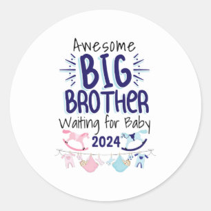 Sticker Rond 2024 Nouveau Big Brother en attente de bébé frère
