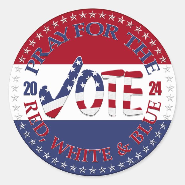Sticker Rond 2024 Pray For The Red, White Blue USA Check Mark (Devant)
