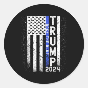 Sticker Rond 2024 Retour Le Drapeau Bleu Américain Ligne Bleue