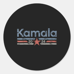 Sticker Rond 2024 Retro Grunge Stripes Vintage Kamala Harris 20