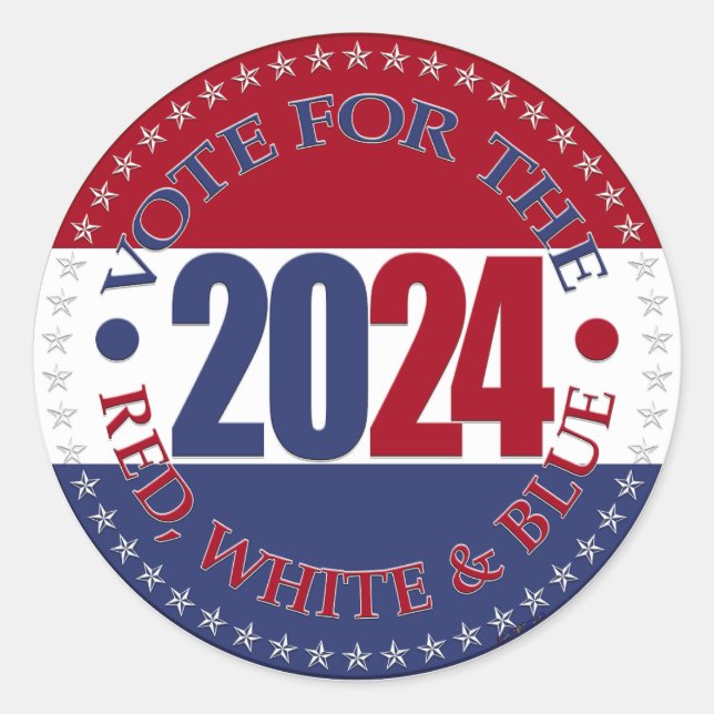 Sticker Rond 2024 - Rouge et Bleu pour le Blanc et Bleu Rouge (Devant)