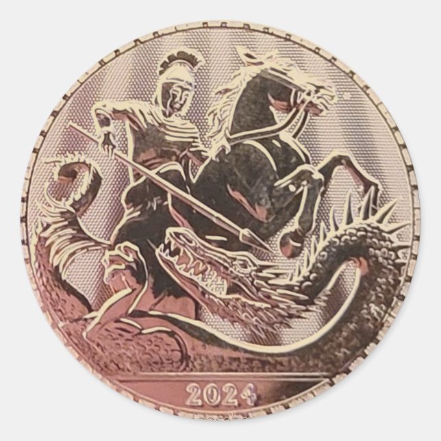 Sticker Rond 2024 Saint George pose la pièce de dragon (Devant)