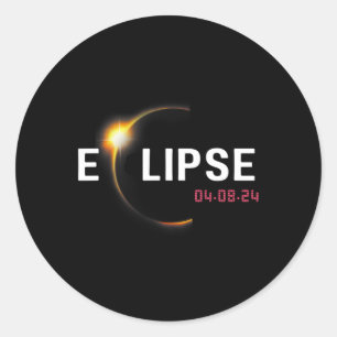Sticker Rond 2024 Solar Eclipse 2024 04.08.24 Eclipse Mens Enfa