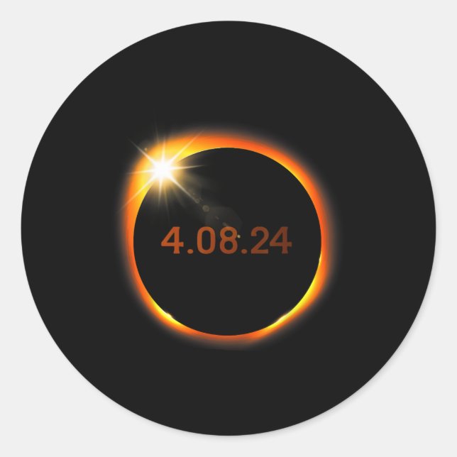 Sticker Rond 2024 Solar Eclipse Américain Totality Spring 4.08. (Devant)