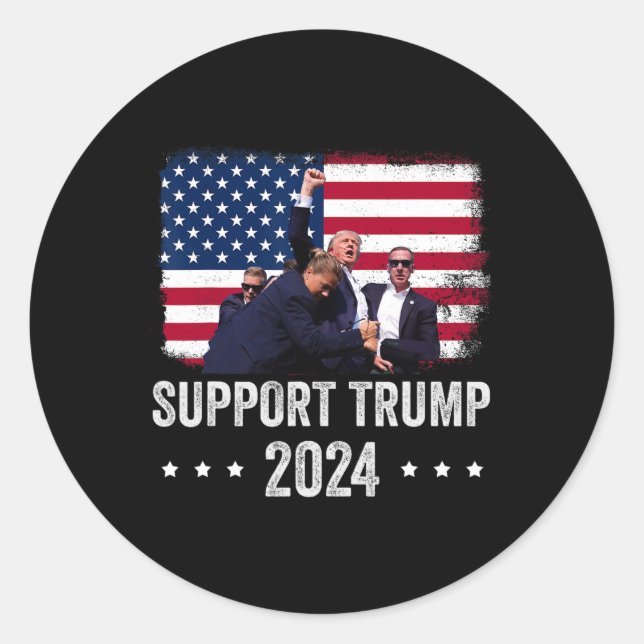 Sticker Rond 2024 - Soutenez Trump - Priez Pour L'Amérique (Devant)