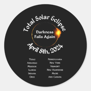 Sticker Rond 2024 Total Eclipse Darkness Falls à nouveau