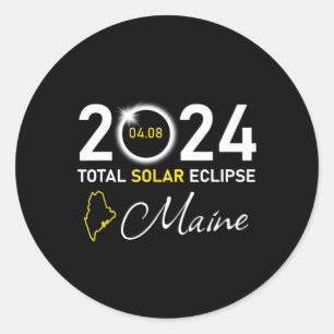 Sticker Rond 2024 Total Solaire Eclipse Maine État
