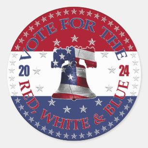 Sticker Rond 2024 Vote pour The Red, White and Blue Liberty Bel