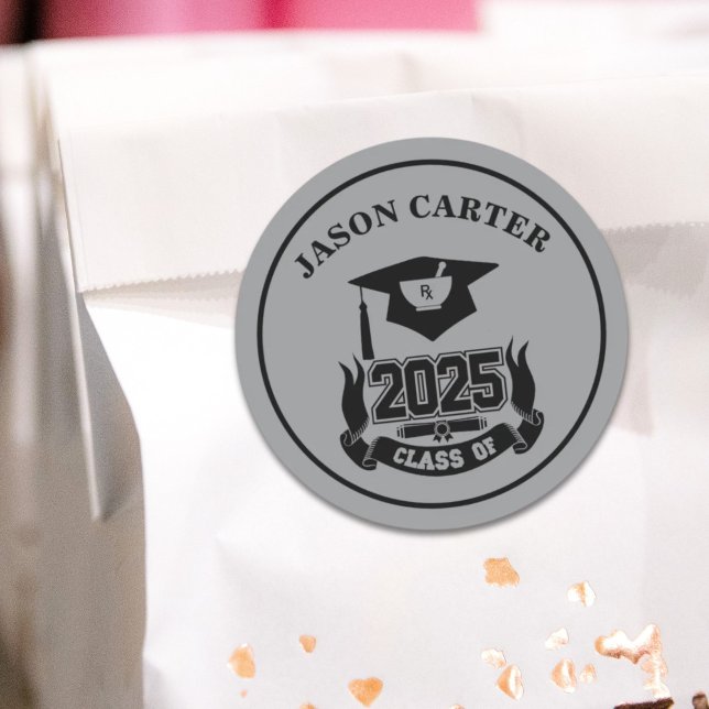 Sticker Rond 2025 Graduation Party Pharmacy School (2025 Graduation Party Pharmacist Pharmacy School Classic Round Sticker)