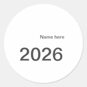 Sticker Rond 2026 2027 2028 nom titre ici année lettre gras