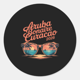 Sticker Rond 2026 Aru Bonaire Curaçao Vacances en famille entre