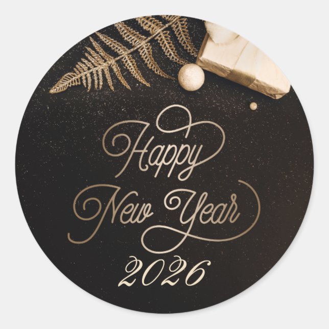 Sticker Rond 2026 Bonne année Black Custom Gold Business (Devant)