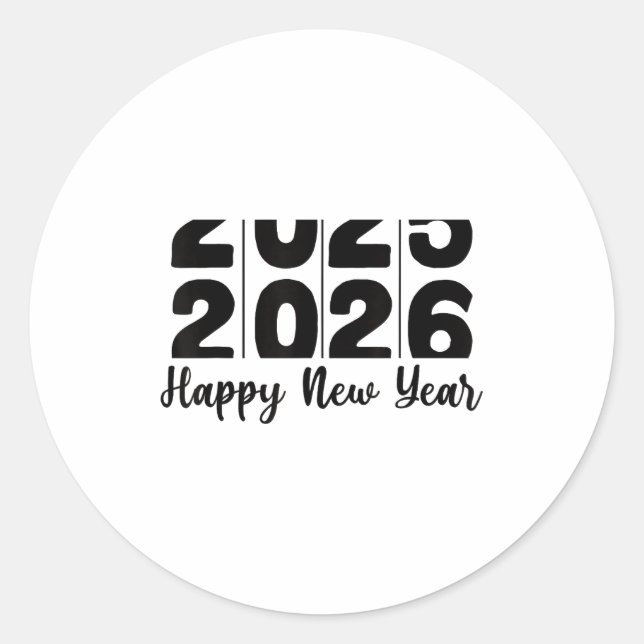 Sticker Rond 2026 Happy New Year Bold Numbers Celebration Party (Devant)