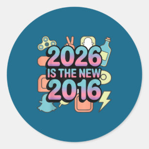 Sticker Rond 2026 Nouveau 2016 Rétro Nostalgie