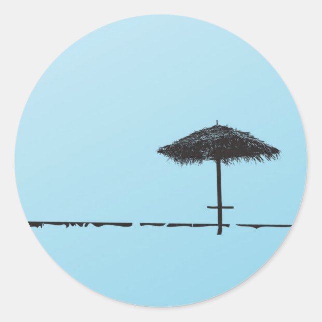 Sticker Rond 20 - 1,5 Arbre de palmier de plage de phoque à env (Devant)