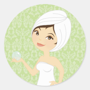 Sticker Rond 20 - 1,5" Bâton d'affaires - Massage Spa Damas ver