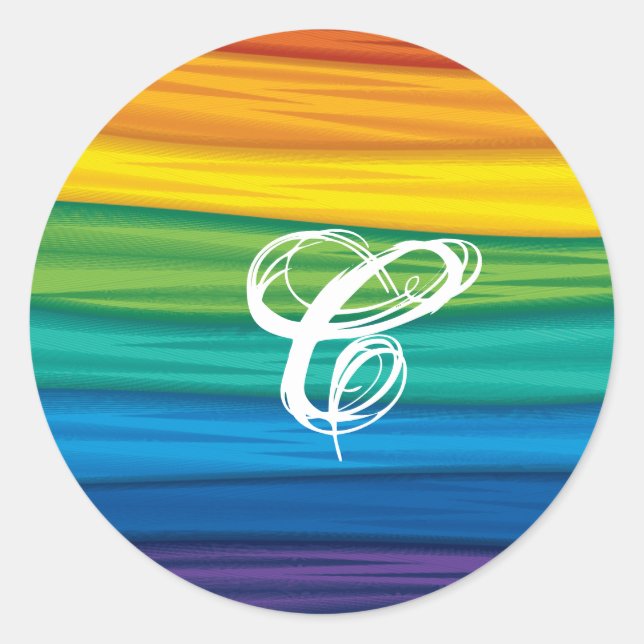 Sticker Rond 20 - 1.5 Envelope Sceau lgbtq rainbow flag lesbien (Devant)