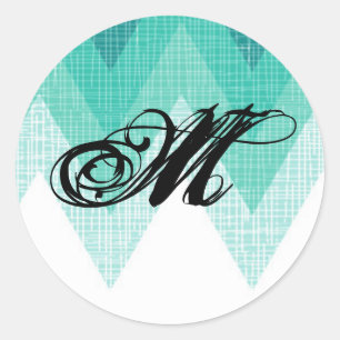 Sticker Rond 20 - 1,5 Envelope Sceau Ombre Turquoise Chevron