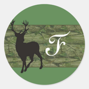 Sticker Rond 20 - 1,5 Enveloppe Cerf vert de phoque et Camo