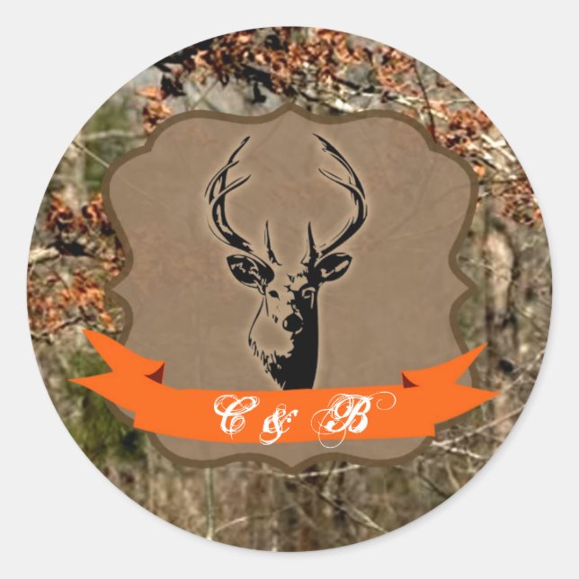 Sticker Rond 20 - 1,5 Enveloppe Chasse au phoque Cerf Buck Head (Devant)