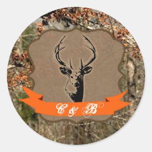 Sticker Rond 20 - 1,5 Enveloppe Chasse au phoque Cerf Buck Head