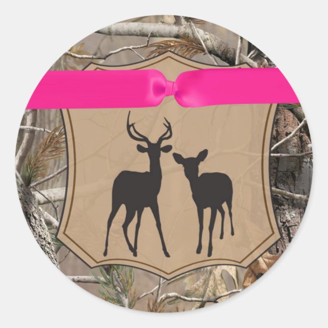 Sticker Rond 20 - 1,5 Enveloppe Chasse au phoque Cerf Doe Buck  (Devant)