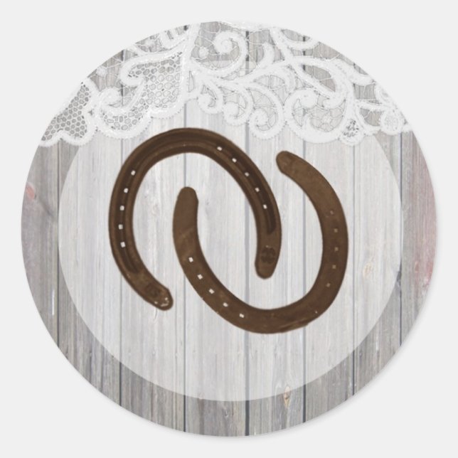 Sticker Rond 20 - 1,5 Enveloppe Chaussures de Cheval sur dentel (Devant)