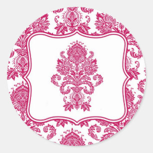 Sticker Rond 20 - 1,5 Enveloppe Fusia blanc Dentelle en damas P