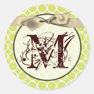 Sticker Rond 20 - 1,5 Enveloppe Monogramme de phoque vert de l'