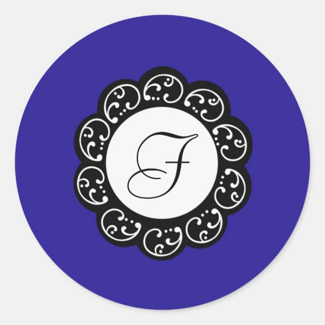Sticker Rond 20 - 1,5 Enveloppe Phoque bleu et blanc (Devant)