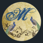 Sticker Rond 20 - 1,5 Enveloppe Plumes Vintages Peacock<br><div class="desc">Ces Stickers 1, 5" Monogramme Envelope Seal Stickers est à la fois tendance et chic. Ces beaux autocollants sont parfaits pour l'utilisation comme scellés d'enveloppe pour finaliser vos invitations ou comme autocollants pour les faveurs de baby shower. Ils sont en feuilles de 20. Nous avons une ligne entière consacrée à...</div>