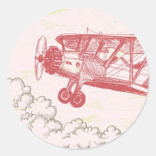 Sticker Rond 20 - 1,5 Enveloppe Sceau avion Vintage dans les nu