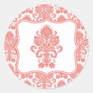 Sticker Rond 20 - 1,5 Enveloppe Sceau Corail Blanc Dentelle Dam
