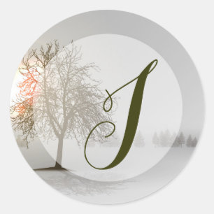 Sticker Rond 20 - 1,5 Enveloppe Sceau Coucher de soleil hiver n