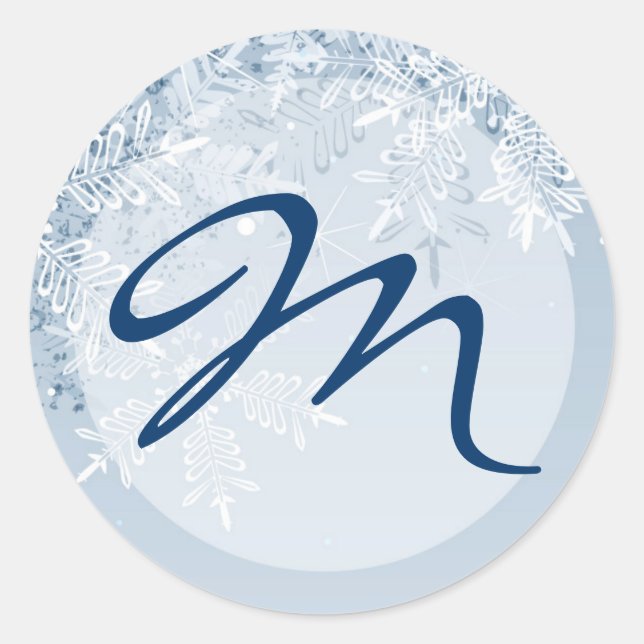 Sticker Rond 20 - 1,5 Enveloppe Sceau Cristal Snowflakes hiver (Devant)